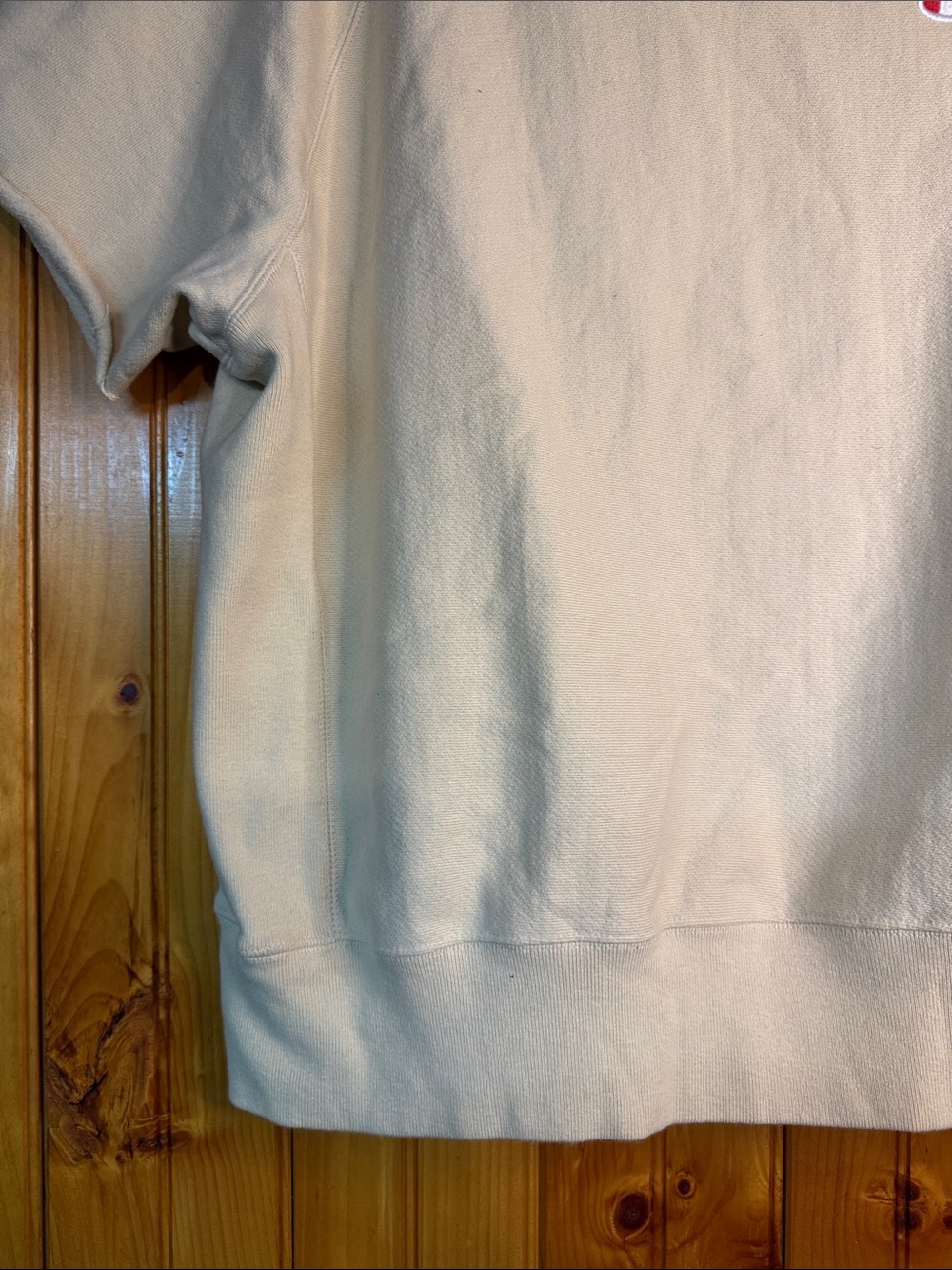 Champion Reverse Weave Cut Off Sleeves Cream Crewneck Sweatshirt - Picture 7 of 11